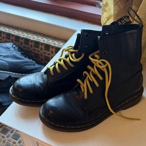 Dr. Martens Black Boots with Yellow Laces
